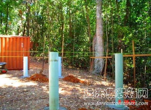 澳大利亞昆士蘭的雨林研究室的柱樁基礎(chǔ),集裝箱房屋,集裝箱建筑,集裝箱住宅,集裝箱活動(dòng)房,住人集裝箱