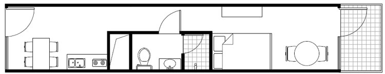 端入式單側外走廊宿舍布置方式,集裝箱房屋,集裝箱活動房,住人集裝箱,集裝箱住宅,集裝箱建筑