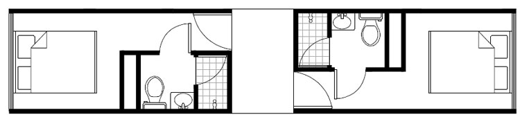 端入式內走廊宿舍布置方式,集裝箱房屋,集裝箱活動房,住人集裝箱,集裝箱住宅,集裝箱建筑