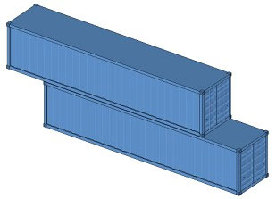 上下箱體同等大小平行錯開放置基本構成方式,集裝箱房屋,集裝箱活動房,住人集裝箱,集裝箱住宅,集裝箱建筑