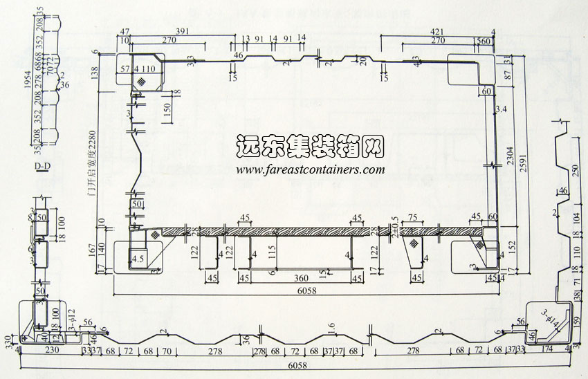 ICC 集裝箱縱向水平、豎向剖面圖
