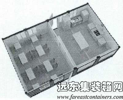 四個(gè)集裝箱合并形成的一個(gè)餐飲空間