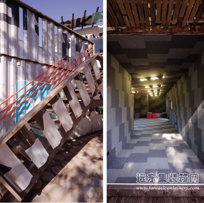 SKINNERS 集裝箱兒童活動中心的樓梯和過道細節